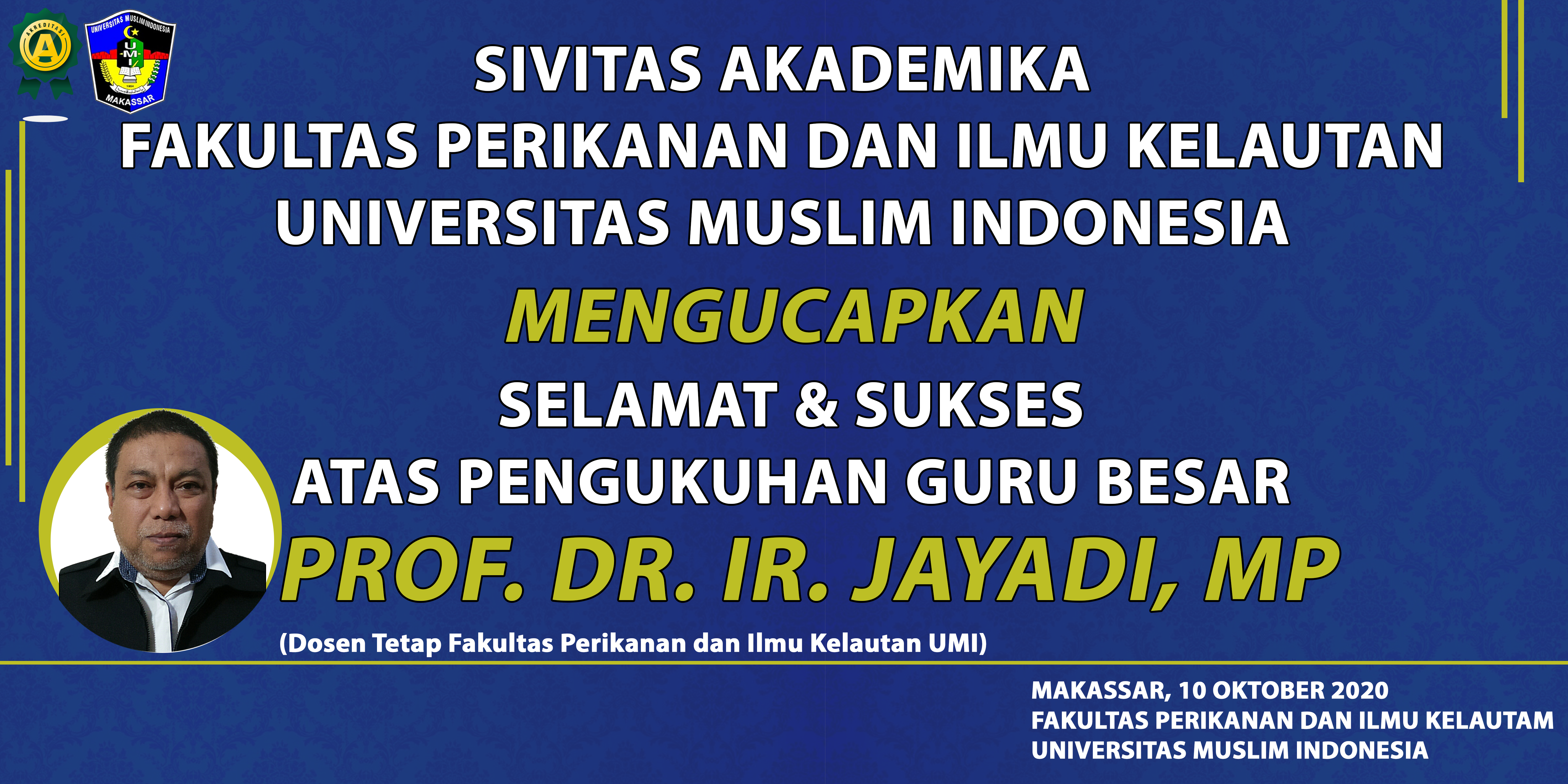 Pengukuhan Guru Besar Prof. Dr. Ir. Jayadi, MP
