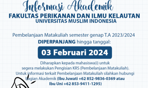 Pengisian KRS (Pembelanjaan Matakuliah) Semester Genap T.A 2023/2024 diperpanjang s.d 03 Februari 2024