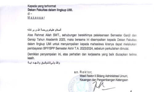 Penyampaian Pembayaran BPP/SPP Semester Akhir 2023-2024
