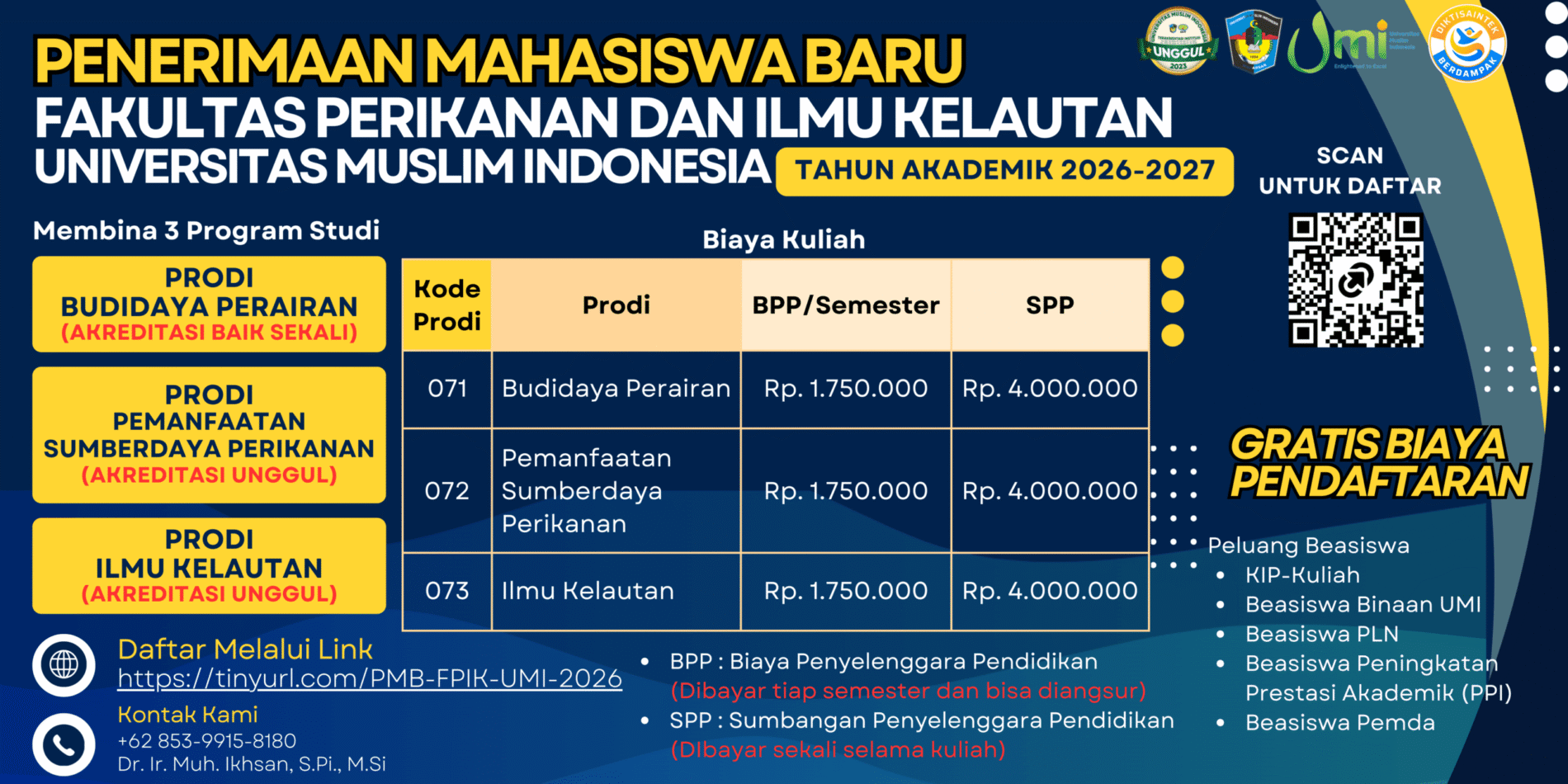 FPIK UMI Buka Pendaftaran Mahasiswa Baru Tahun 2026
