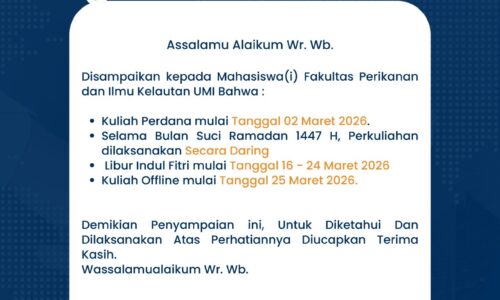 FPIK UMI UMUMKAN JADWAL PERKULIAHAN AWAL SEMESTER GENAP 2025/2026 SELAMA RAMADAN