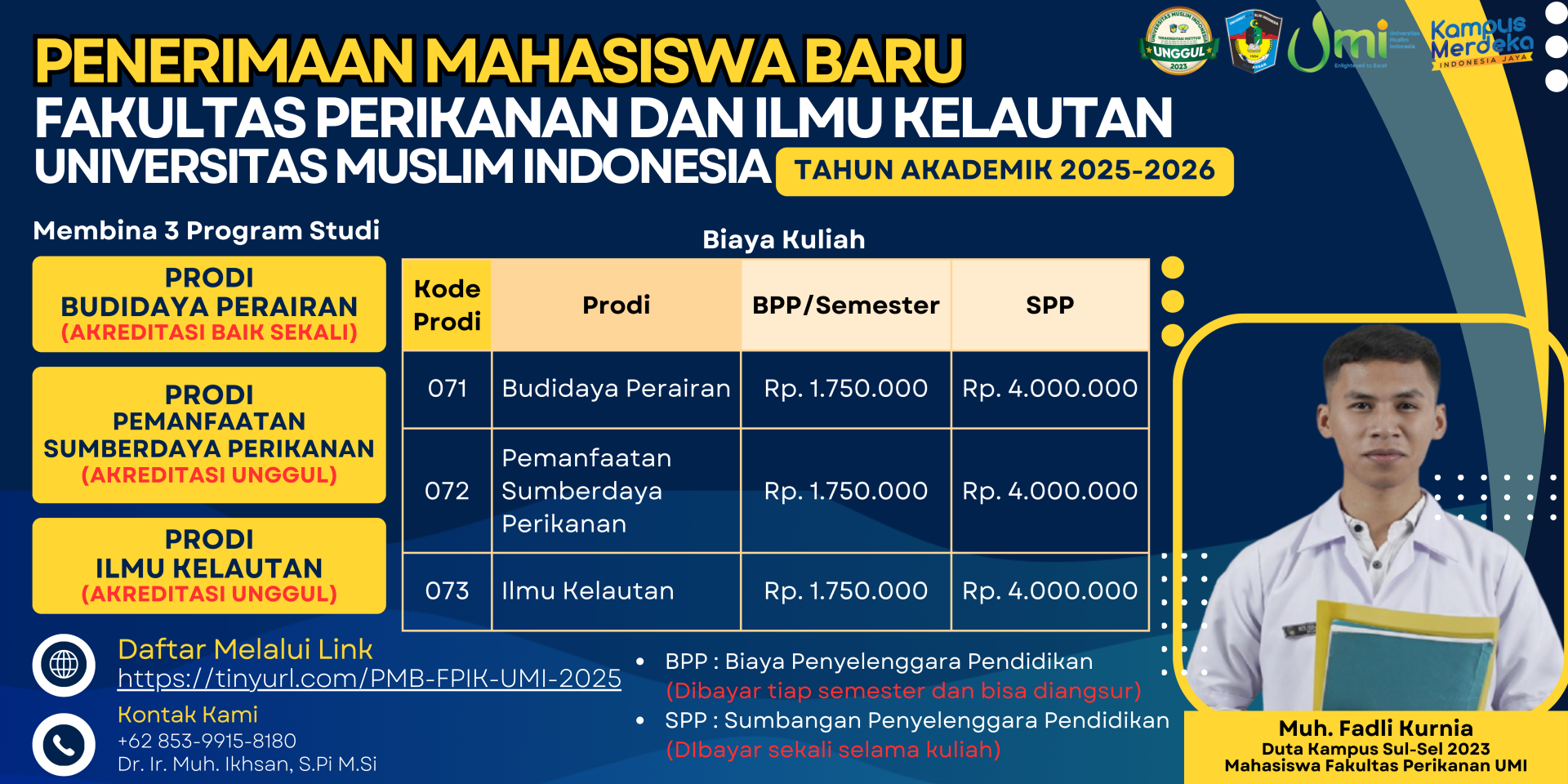 Penerimaan Mahasiswa Baru Program Studi Ilmu Kelautan Fakultas Perikanan dan Ilmu Kelautan Universitas Muslim Indonesia T.A 2026/2027