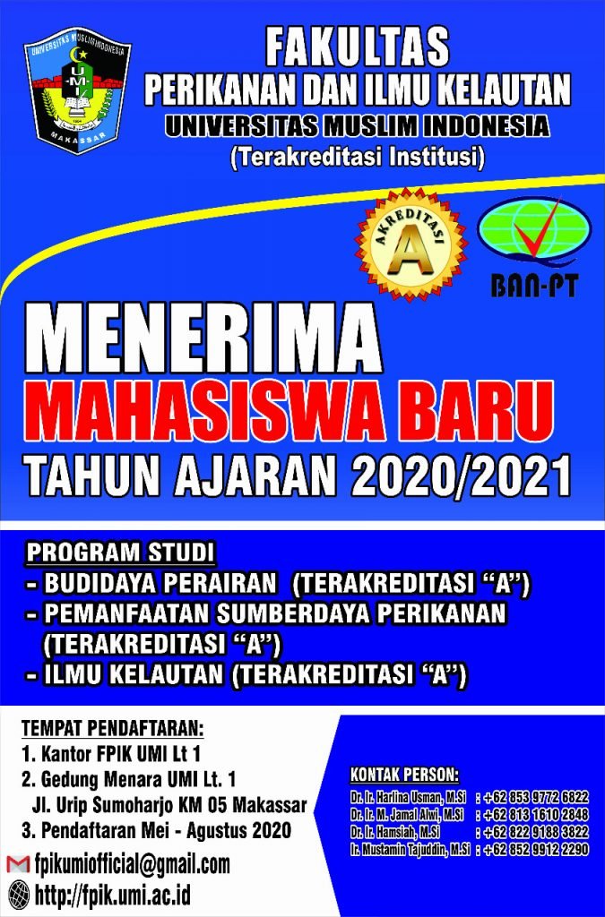 Penerimaan Mahasiswa Baru Fakultas Perikanan dan Ilmu Kelautan UMI Tahun 2020/2021