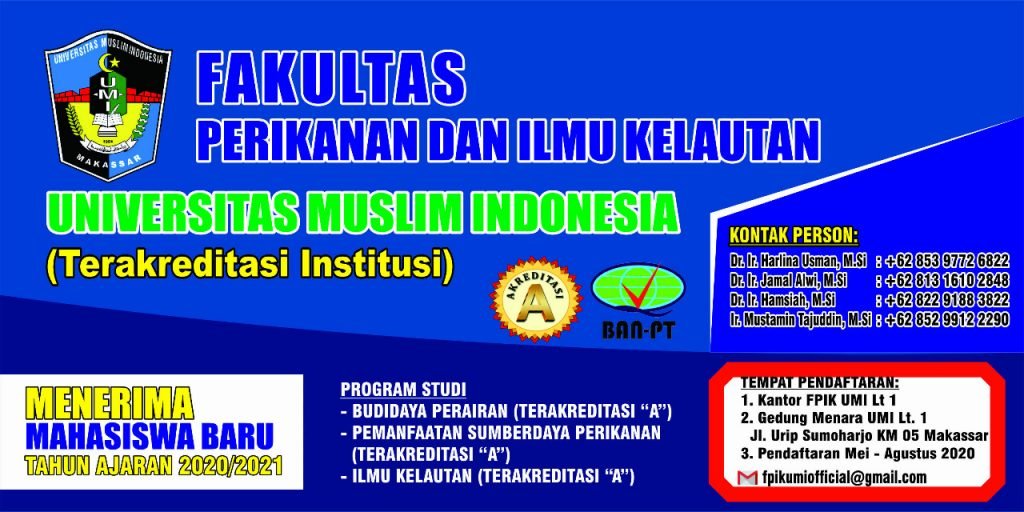 Pendaftaran Mahasiswa Baru Fakultas Perikanan dan Ilmu Kelautan UMI Tahun 2020/2021